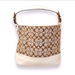 Coach Signature Jacquard Leather Purse | White Leather | Brown/Beige | $45.00